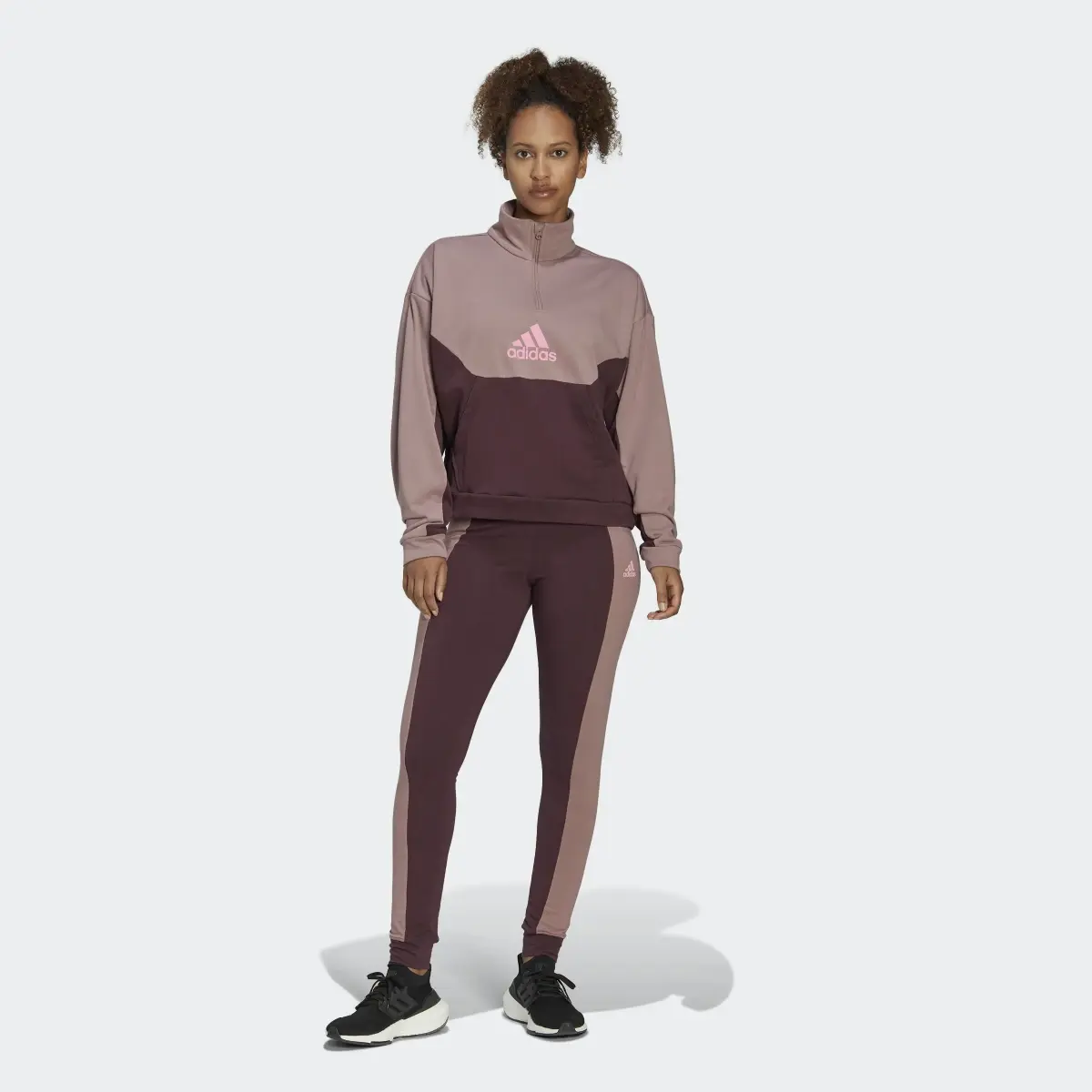 Adidas Half-Zip and Tights Track Suit. 2