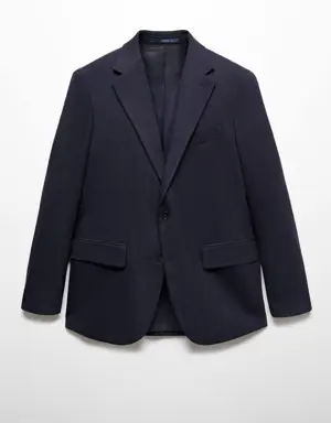 Slim fit cold wool herringbone suit jacket