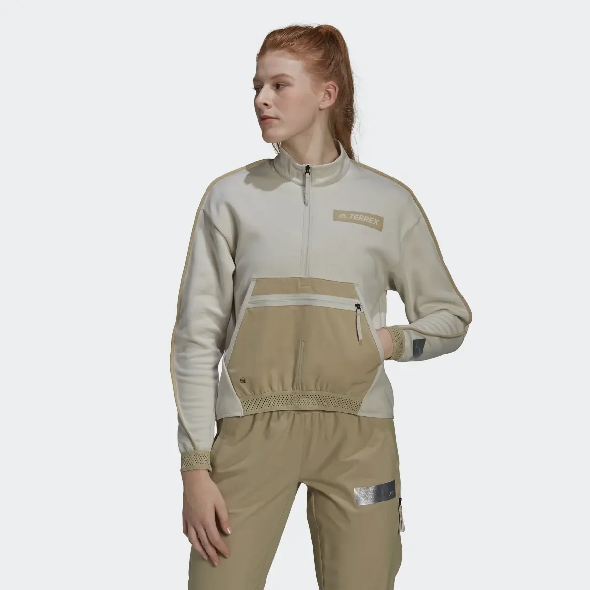 Adidas Sweat-shirt couche intermédiaire demi-zip poche Terrex Hike. 2