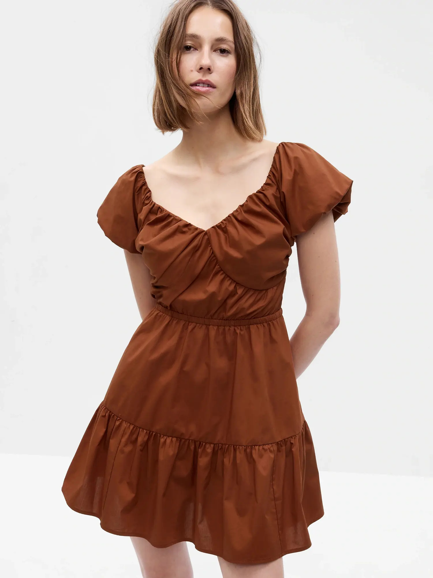 Gap Corset Tiered Mini Dress brown. 1