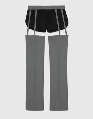 Wool polyester cut-out pant