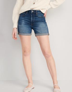High-Waisted O.G. Straight Jean Shorts for Women -- 5-inch inseam blue