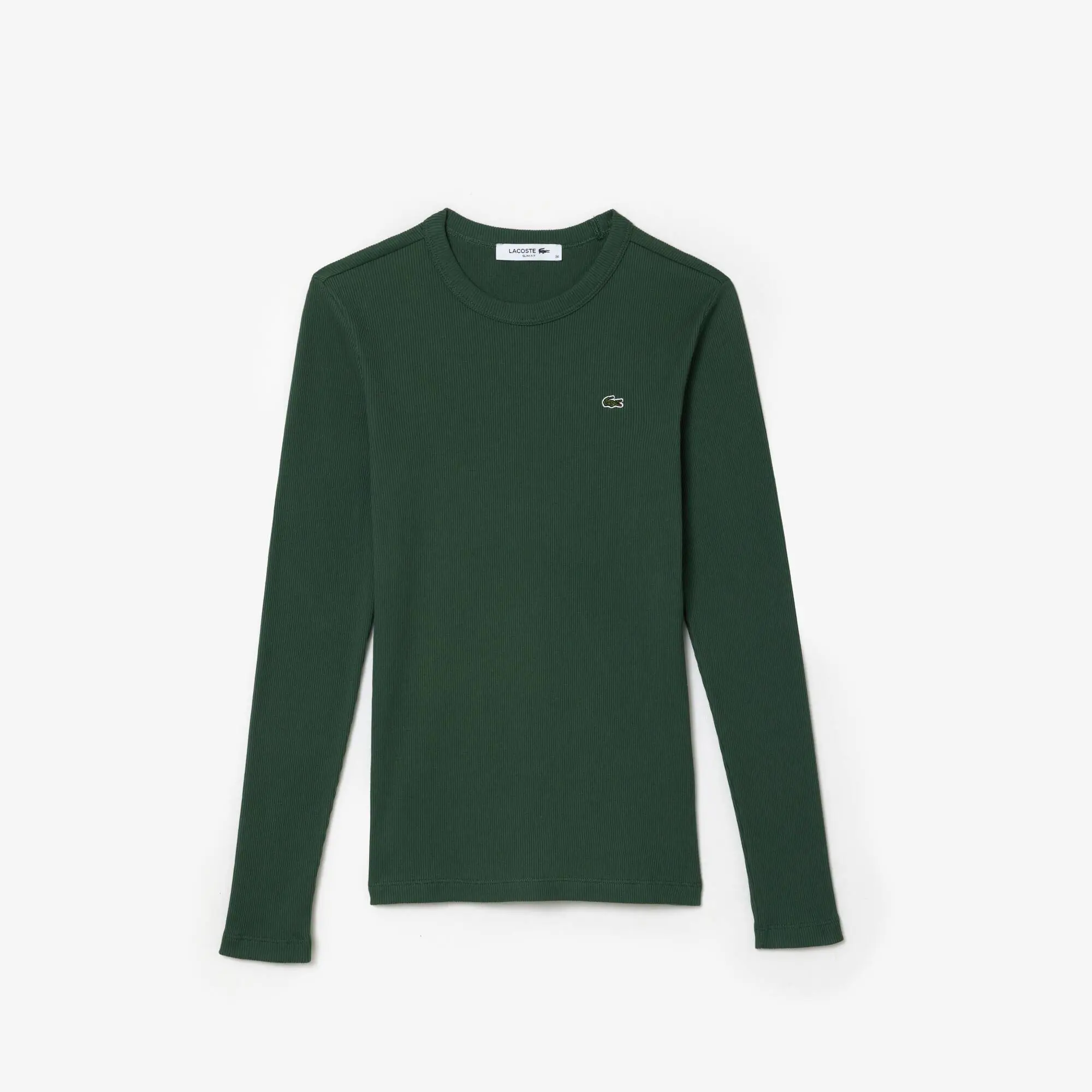 Lacoste Long Sleeved Ribbed Cotton T-shirt. 2