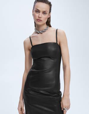 Leather dress with straps
