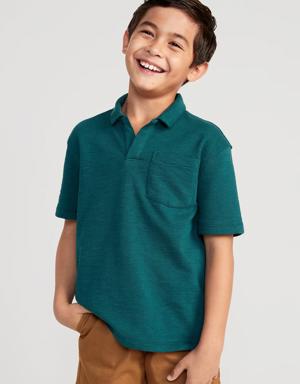 Short-Sleeve Knit Polo Shirt for Boys blue