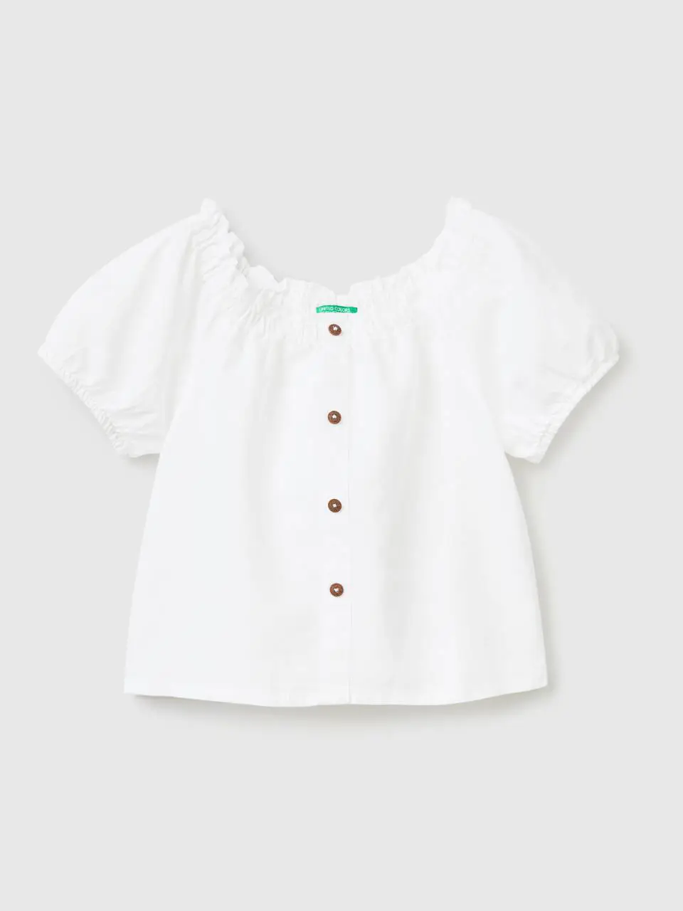 Benetton short sleeve blouse in linen blend. 1