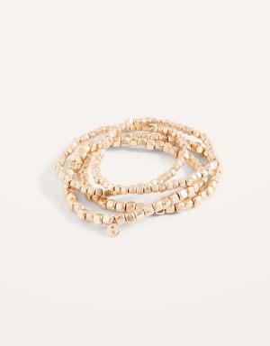 Gold-Toned Beaded Stretch Bracelet 4-Pack For Women