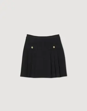 Pleated tweed skirt