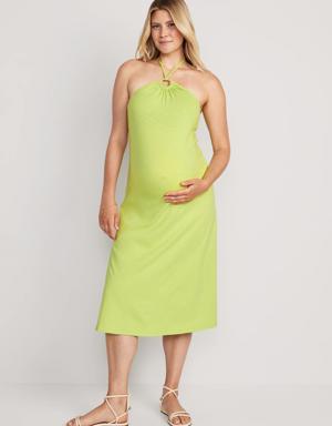 Maternity O-Ring Halter Midi Dress green