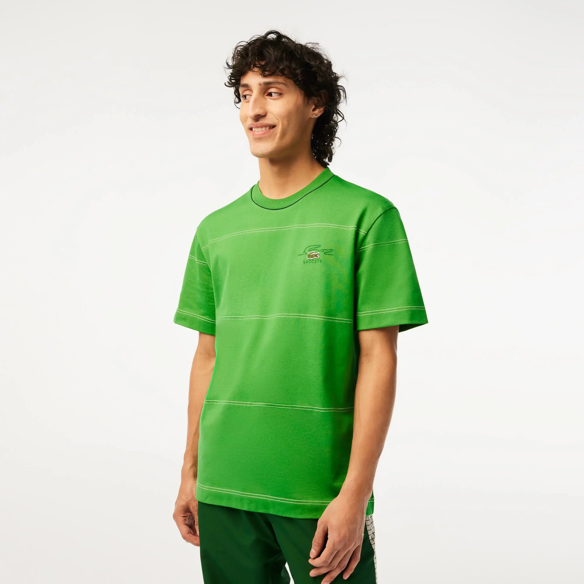 Lacoste T-shirt às riscas de algodão orgânico Lacoste para homem. 1