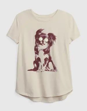 Gap Kids 100% Organic Cotton Interactive Graphic T-Shirt beige