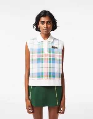 Lacoste Women’s Lacoste Sleeveless Organic Cotton Check Polo Shirt