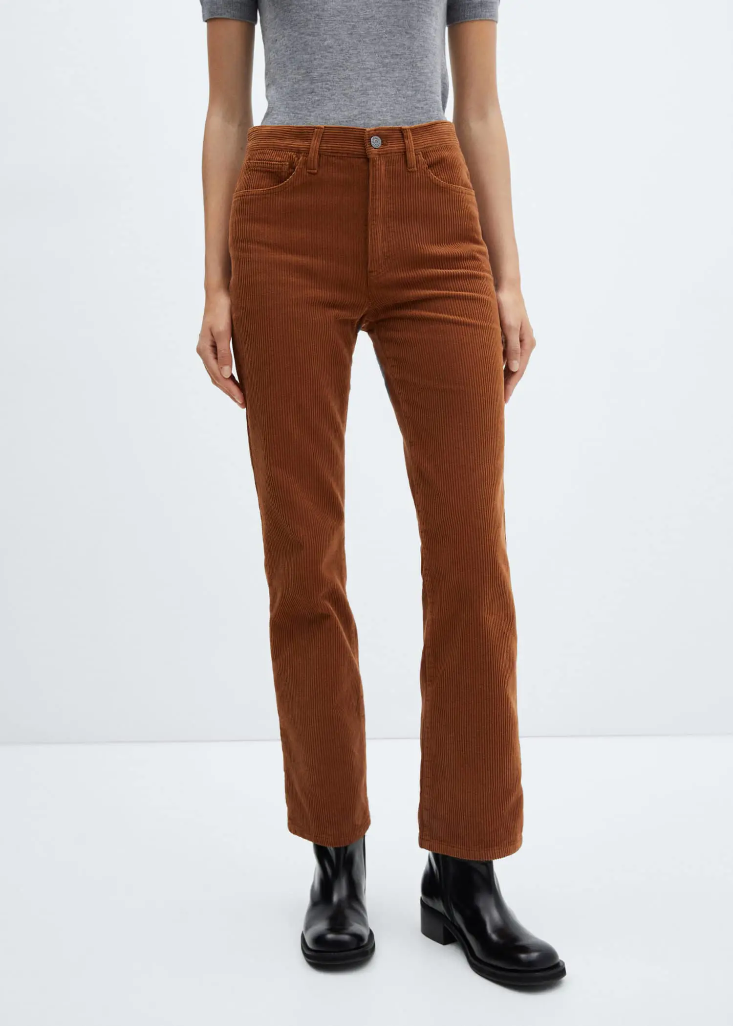 Mango Straight mid-rise corduroy pants. 2