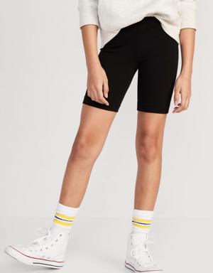 Jersey-Knit Long Biker Shorts for Girls black