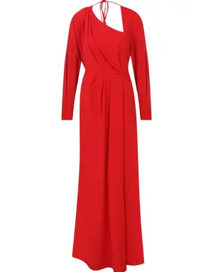 Red Full Sleeve Evening Dress - 4 / Red
