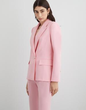 Pink Jacket With Pink Pearl And Gold Detail Buttons