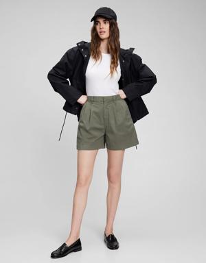 Gap High Rise Pleated Khaki Shorts green