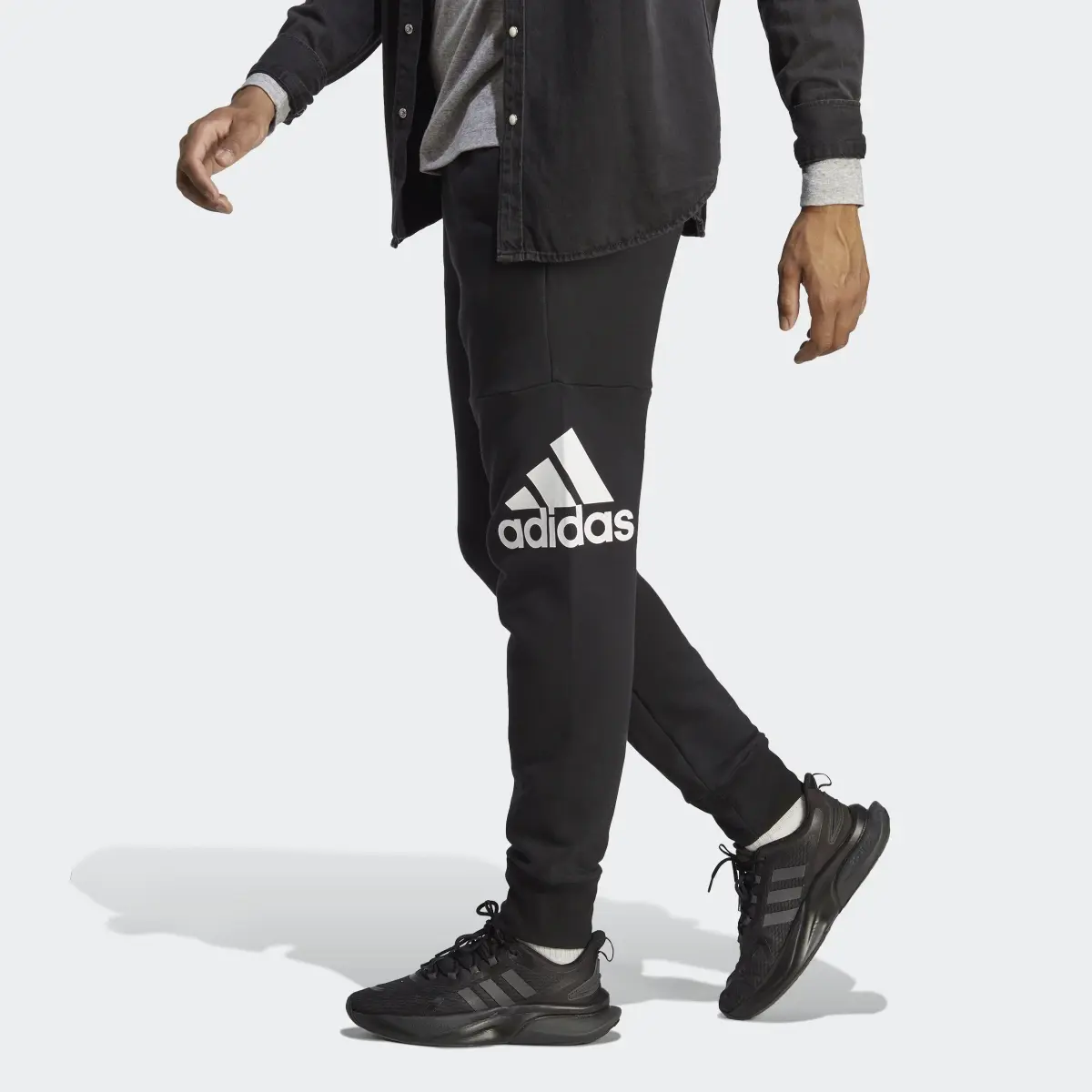 Adidas Essentials French Terry Tapered Cuff Logo Pants. 2