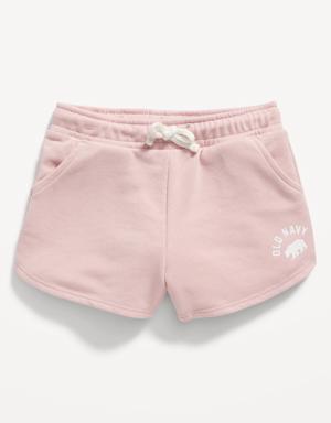 Old Navy Logo-Graphic French Terry Drawstring Dolphin-Hem Shorts for Toddler Girls pink