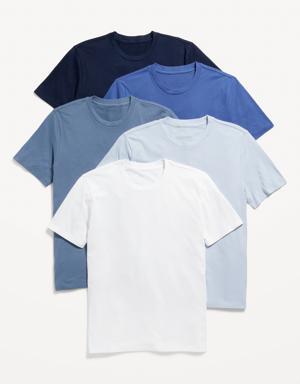 Soft-Washed Crew-Neck T-Shirt 5-Pack for Men blue