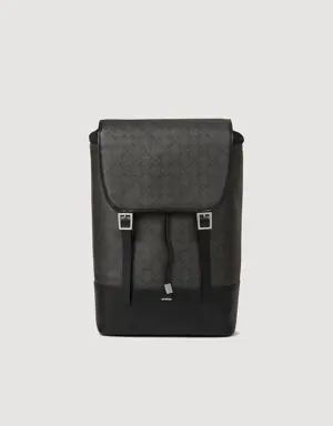 Square Cross coated canvas backpack