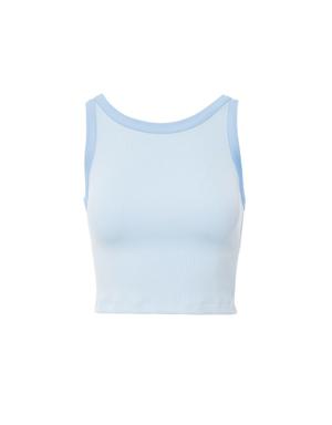 Sleeveless Blue Crop Blouse With Low Back