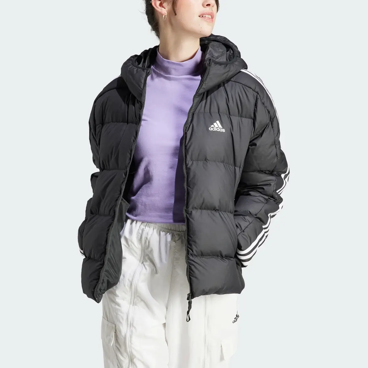 Adidas Giacca Essentials 3-Stripes Mid Down Hooded. 1