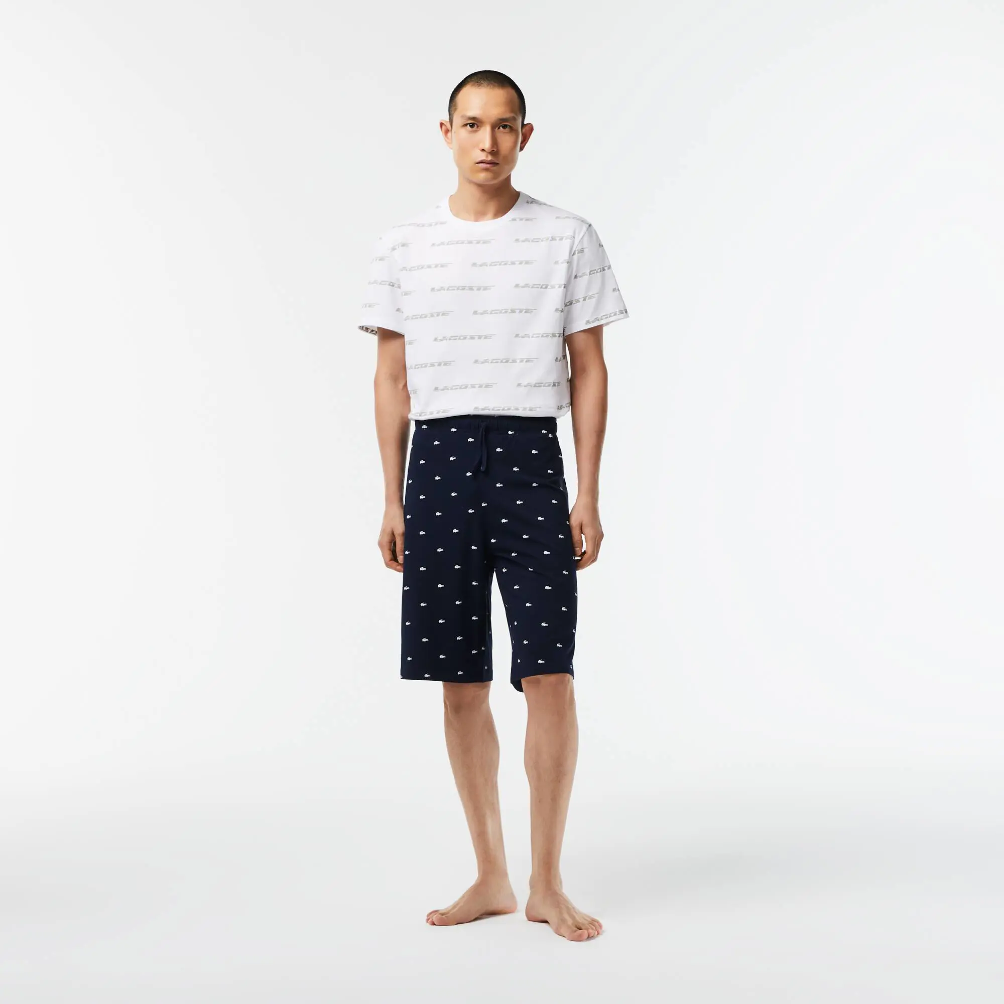 Lacoste Men’s Crocodile Print Cotton Jersey Pyjamas Shorts. 1