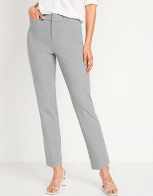 High-Waisted Heathered Pixie Straight Ankle Pants for Women gray