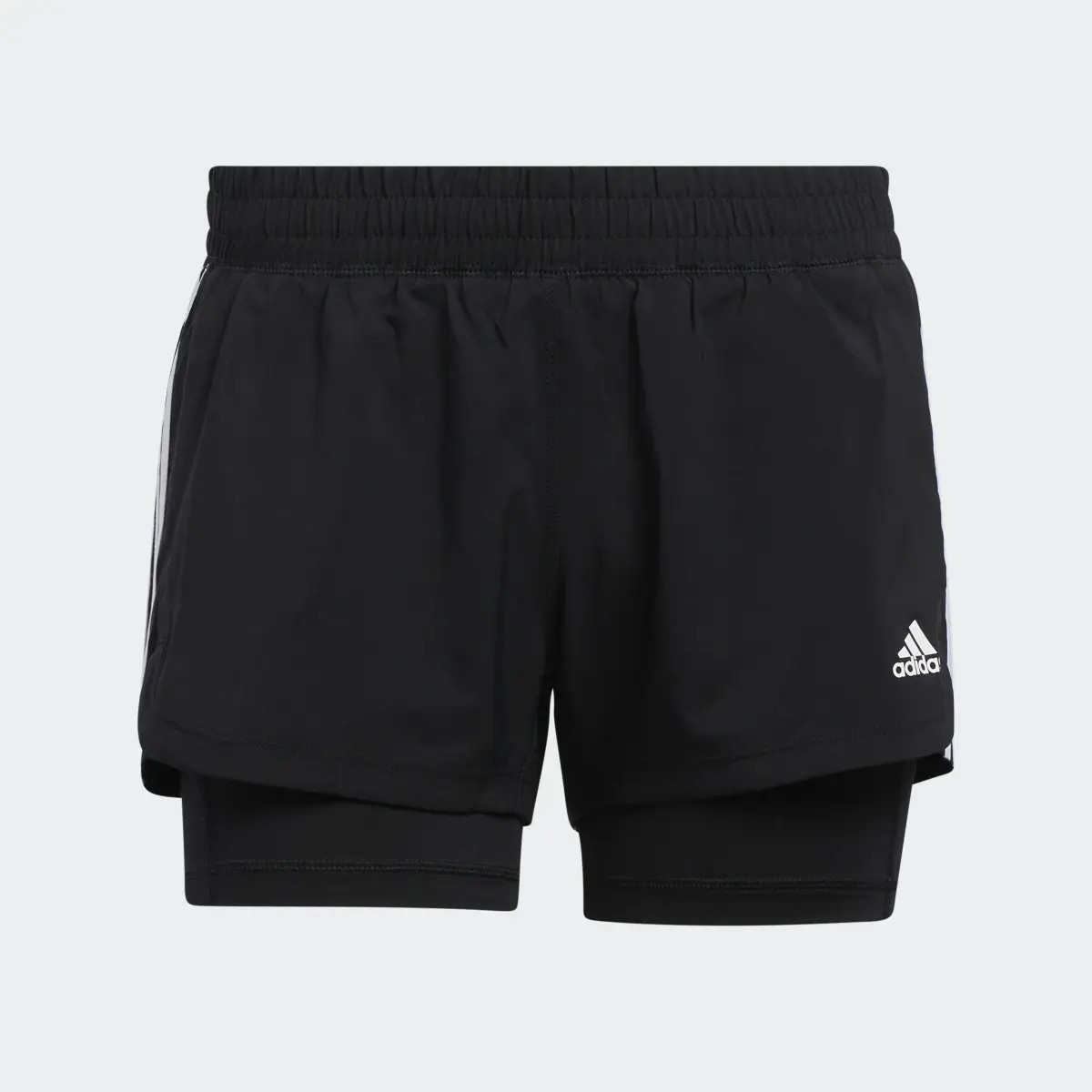 Adidas Shorts Dos en Uno Pacer 3 Franjas Tejidos. 1