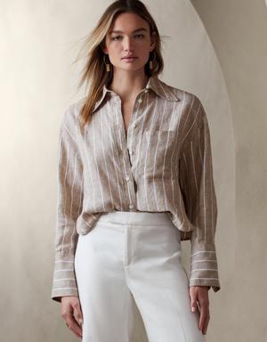 Banana Republic The Boxy Cropped Linen Shirt multi