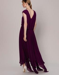 Flowing Purple Cap Sleeve Gown