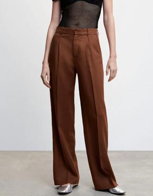 Mango Straight linen-blend trousers