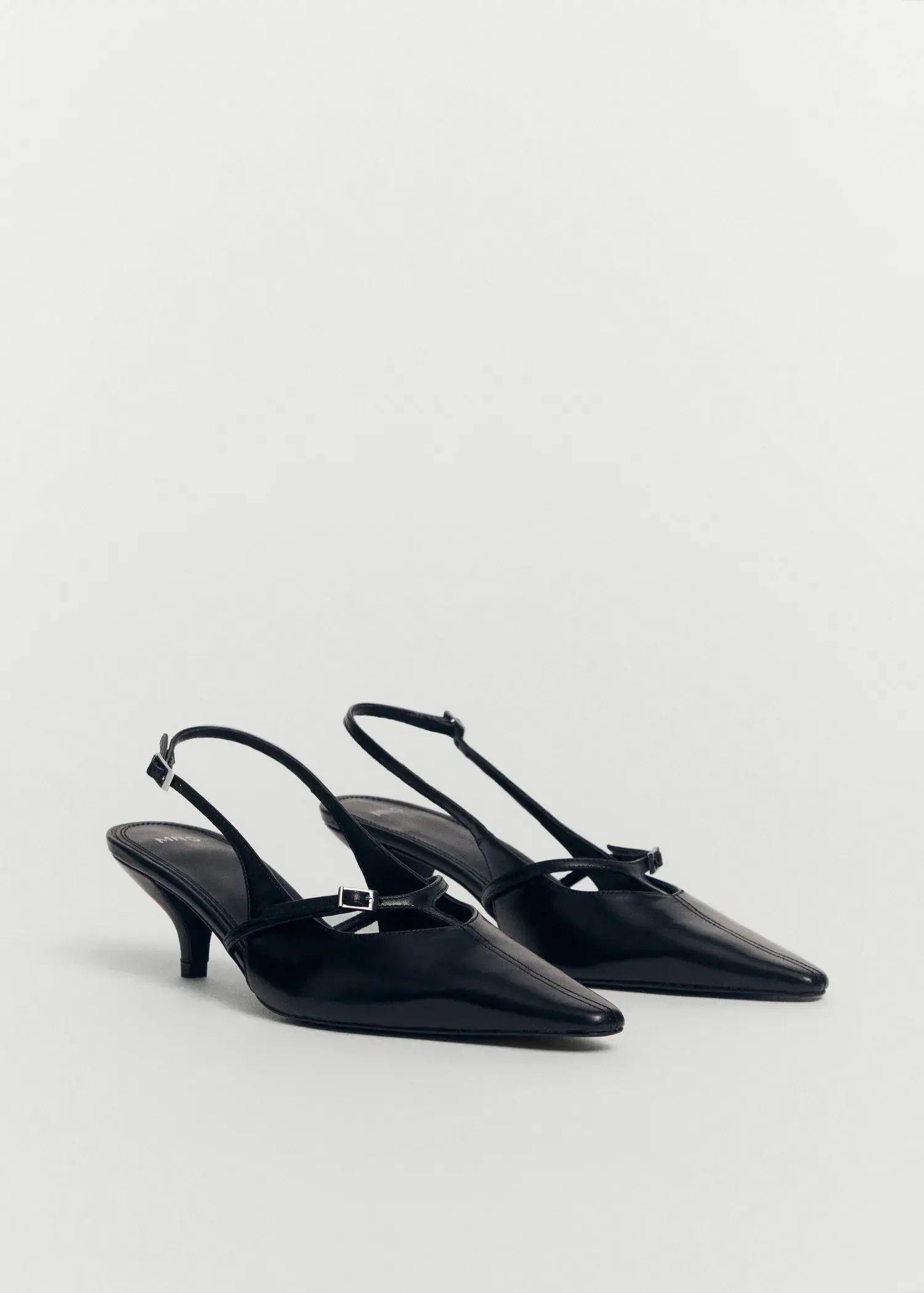 Mango Leather heeled slingback shoes with buckles. 3