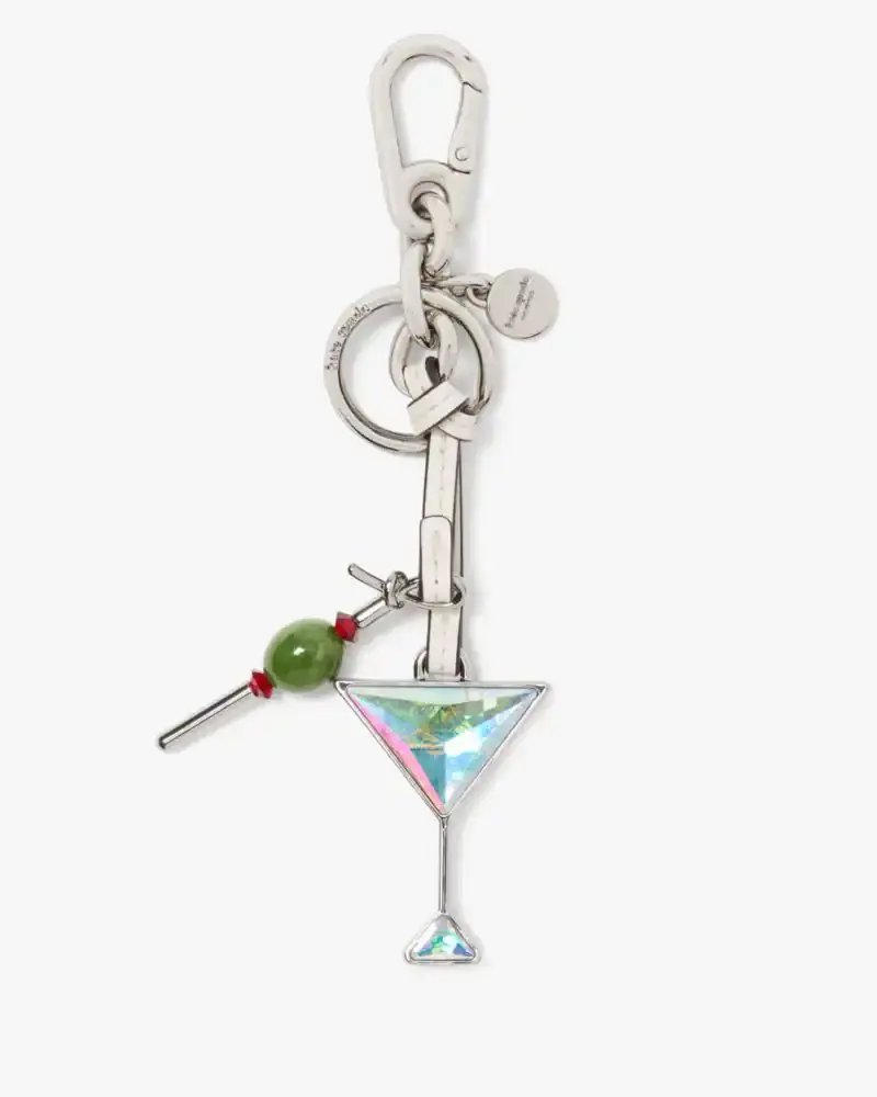 Kate Spade Shaken Not Stirred Crystal Martini Key Fob. 1