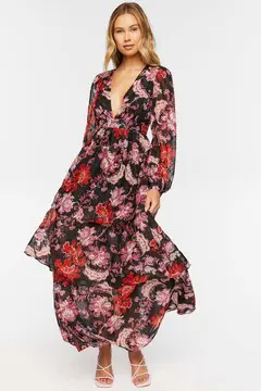 Forever 21 Forever 21 Floral Chiffon Maxi Dress Red/Multi. 2
