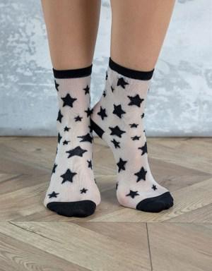 Yıldız Desenli Kadın Soket Çorap SİYAH