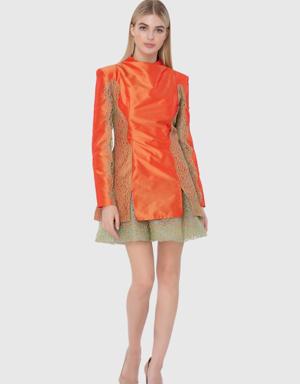 Orange Lace Detailing Dress