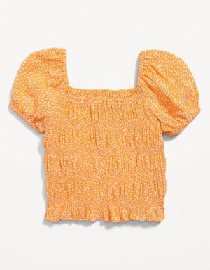 Short-Sleeve Smocked Top for Toddler Girls orange