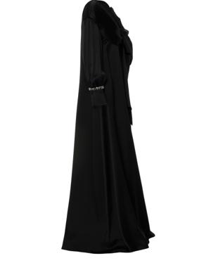 فستان سهرة أسود طويل مزين بفيونكة