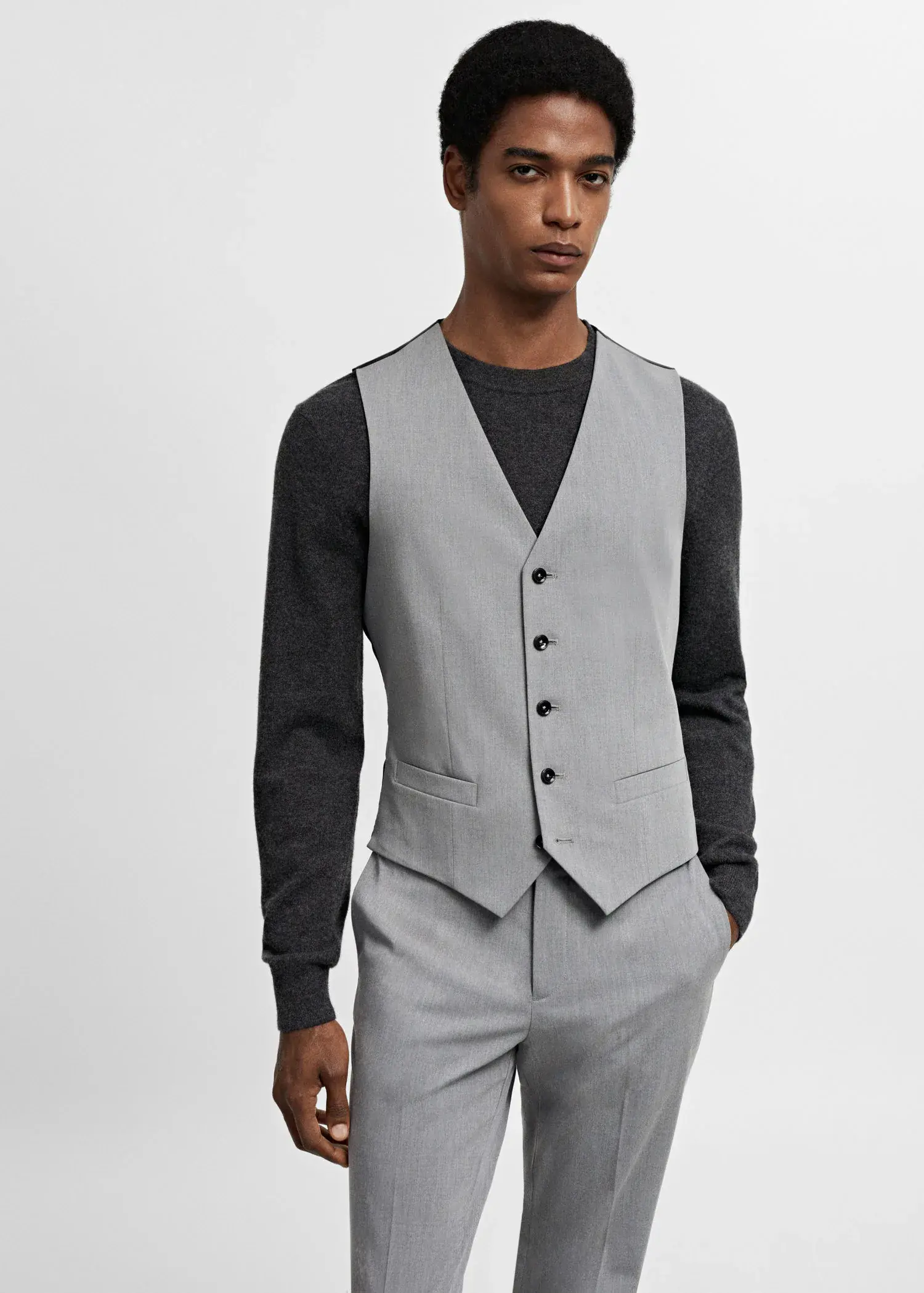 Mango Super slim-fit stretch fabric suit vest. 1