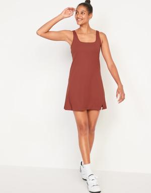 PowerSoft Sleeveless Shelf-Bra Support Dress for Women orange