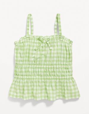 Printed Sleeveless Smocked Peplum Top for Toddler Girls green