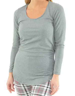 Light Gray - Long Sleeve Tunic Top - XS
