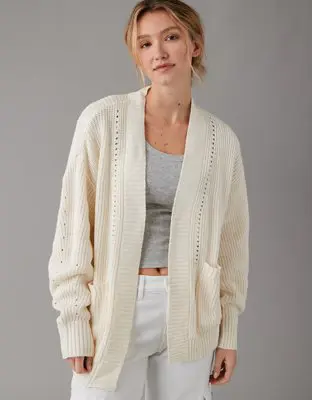 American Eagle Pointelle-Knit Cardigan. 1