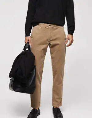 Mango Corduroy slim-fit trousers with drawstring
