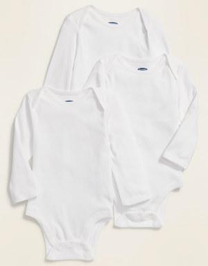 Unisex Bodysuit 3-Pack for Baby white