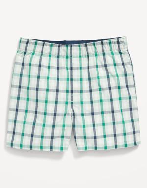 Old Navy Cotton Poplin Gingham Boxer Shorts for Boys green