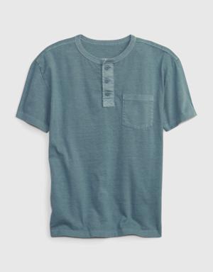 Gap Kids Pocket Henley T-Shirt gray