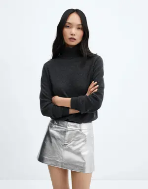 Metallic leather-effect mini-skirt